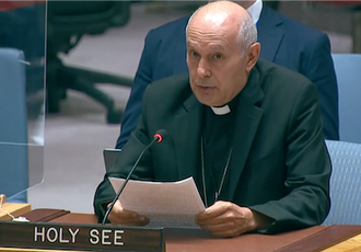 Archbishop Caccia delivers statement