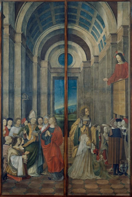 Mary Magdalene, Martha and Lazarus worshipped by Prince and Princess of Provence. Mary Magdalene listening to Christ's Sermon, by Ludovico de Donati ©Museu Nacional d'Art de Catalunya, Barcelona