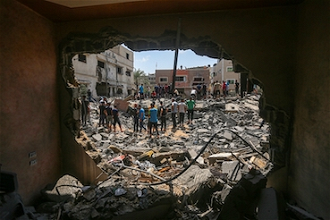 Scene of devastation after the latest attack on residential area. Image: Medical Aid For Palestine.