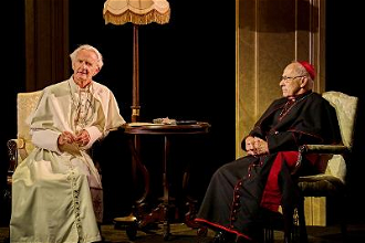 Anton Lesser and Nicholas Woodeson in The Two Popes at Rose Theatre, Kingston Upon Thames. Image: Amanda C Dickie