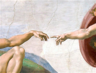 The Creation of Adam (detail), by Michelangelo. Painted 1508-1512 © Sistine Chapel, Vatican