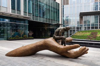 Hand of God, by Lorenzo Quinn. Public sculpture at Yutong Rd, Jingan District, Shanghai. Bronze and aluminium. Made in 2011. Installed May 2019 © Lorenzo Quinn, all rights reserved