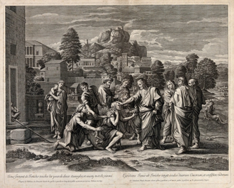 Christ Healing the Blind of Jericho, After a painting by Nicolas Poussin, Print by Guillaume Chasteau, issued 1672-74 © Wellcome Library, London