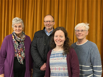 l-r: Pax Christi Chair, Ann Farr, Incoming CEO Andrew Jackson,  Aisling Griffin, Joan Sharples