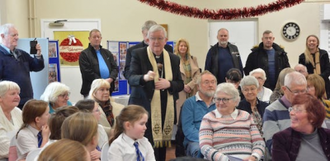 Archbishop Bernard Longley with guests at opening ceremony in Manningford Hall