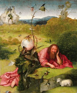 Hieronymus Bosch - St John the Baptist in the Desert. 1489 Wiki Image