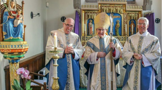 l-r: Bishop Elect Peter Collins, Bishop Alan Hopes and Bishop Elect Philip Moger