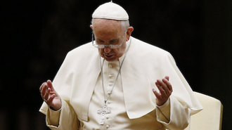 Pope Francis praying during General Audience - Image Vatican Media