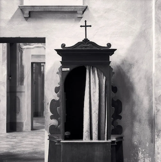 Confessional, Study 49, by Michael Kenna, Chiesa Di Santa Maria Assunta, Minozzo, Reggio Emilia © Michael Kenna, courtesy of Beetles + Huxley