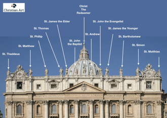 Statues of the Twelve Apostles on the facade of St Peter's Basilica, by Carlo Maderno © Christian Art