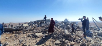 Scene of destruction - Isfey al-Fouqa school demolished by Israelis a day after it was opened