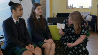 Chenelle Onwuama and Teri-Leigh MacPherson during the interview with Rev Kate Bottley