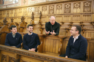 Seminarians Anthony Hartnett, Diocese of Raphoe, Lukáš Němeček, Czech Republic, and Killian Henry, Archdiocese of Cashel and Emly with  Bishop Alphonsus Cullinan. Photo: John McElroy