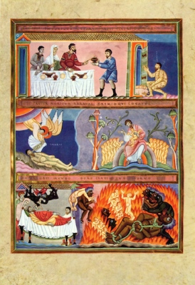 Lazarus and Dives illuminated miniature 1030-50 © Germanisches Nationalmuseum, Nürnberg, Germany