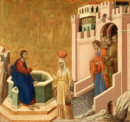Duccio di Buoninsegna: Christ and the Samaritan Woman. Google Art Project