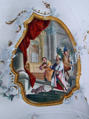 The Pharisee and the Publican, Detail at the Ottobeuren Basilica, mid 18th century © Multi-license with GFDL and Creative Commons