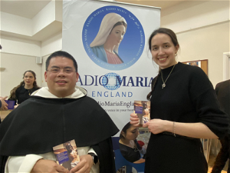 Fr Lawrence Lew OP, Prior, with Anna Fleischer, London Promoter of Radio Maria at the launch party