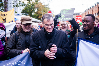 Bishop John with campaigners. Image: CAFOD