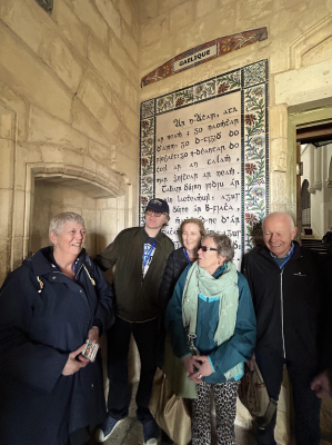 Some Irish pilgrims with Our Father in Gaelic at Pater Noster Church