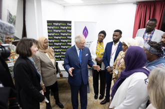 King Charles with delegation from Waging Peace and members of the British Sudanese community.