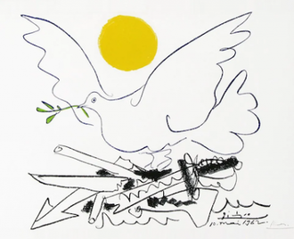 Colombe au soleil (Dove with Sun), by Pablo Picasso, 1962, colour lithograph © Christian Art