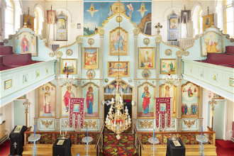 St Mary Protectress, Ukrainian Autocephalic Orthodox Church, Bradford. ©Historic England