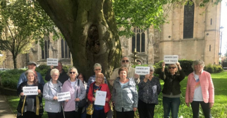 Campaigners at Minster Gardens, Credit The Stray Ferret