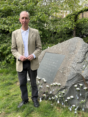 Michael Mears by the Memorial Stone