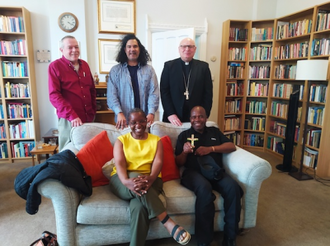 Seated: Abigail Chakanyuka, Lazarus Mungure. Standing: Vincent Manning, Tyrone Allee, Archbishop John Wilson