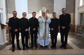 Paolo Gambardella, Gary Carter, Sean Power, Scott Coleman, Stephen Trafford with Archbishop