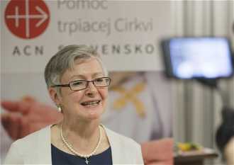 Regina Lynch at opening of new ACN national office in Slovakia in 2017 Image ©ACN