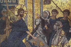 Jesus cleanses the temple, Monreale Cathedral mosaics