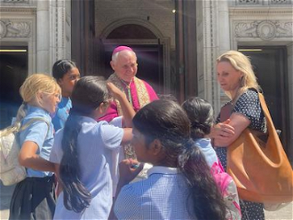 Children meet Bishop Paul