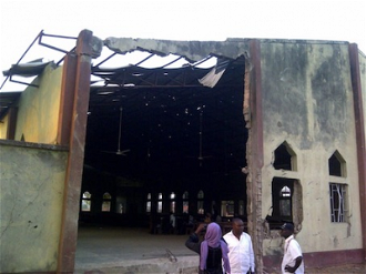 Aftermath of attack by Boko Haram suicide bomber on church in Kaduna © ACN