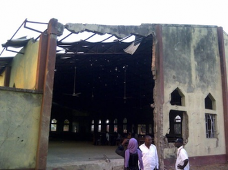 Aftermath of attack by Boko Haram suicide bomber on church in Kaduna © ACN