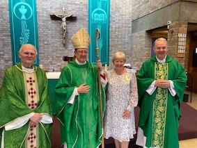 Fr John Deehan, Bishop John Sherrington, Jacquie Scott and Fr Martin Plunkett