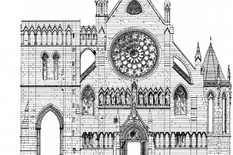 The west elevation of Arundel Cathedral as approved by the 15th Duke of Norfolk 1870