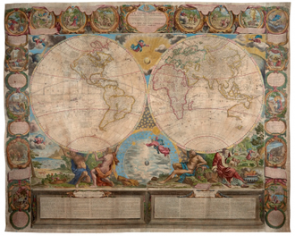 Le Globe Terrestre Represente en Deux Plans-Hemispheres, by Jean Baptiste Nolin, Re-print 1775  © Sotheby's London, 14/11/ 2017, lot 23