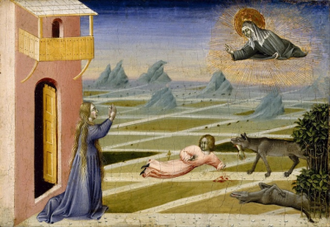 Saint Clare Rescuing a Child Mauled by a Wolf, by Giovanni di Paolo 1455-1460, © The Museum of Fine Arts, Houston / The Strauss Collection