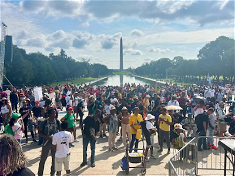 MLK anniversary marchers at Lincoln Memorial -  26 August 2023. -  Photo: Susan Kim/WCC