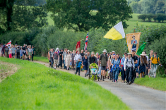Latin Mass Society pilgrims walking to Walsingham