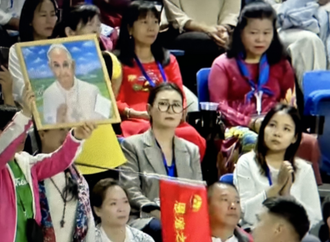 Screenshot at Papal Mass in Ulaanbaatar