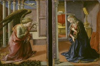 Annunciation. Francesco Pesellino. On loan from The Courtauld, London (Samuel Courtauld Trust) Photo © The Courtauld / Bridgeman Images