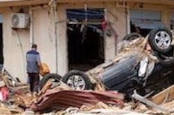Scene of complete wreckage in Derna.