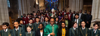 Archbishop John Wilson & Canon Victor Darlington with young people from Archdiocese of Southwark