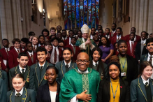 Archbishop John Wilson & Canon Victor Darlington with young people from Archdiocese of Southwark