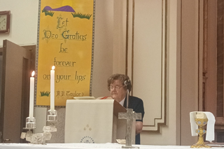 Sr Mary O'Duffy who spent more than 40 years teaching at Mater Dei shared a wonderful potted history of SMG ministry during the Mass.