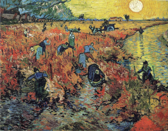 Red Vineyard at Arles (Montmajour), by Van Gogh. Painted in Arles on 4 November 1888, © Pushkin State Museum of Fine Arts, Moscow