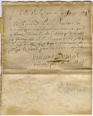 Letter written by St Vincent de Paul,1648 © SCN Archival Center collection