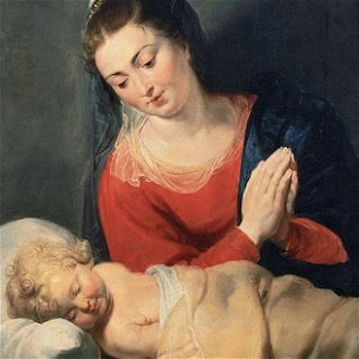 The Virgin in Adoration before the Christ Child. Peter Paul Rubens, 1616-19  Snyders and Rockox House Museum, Antwerp